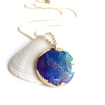 Violet Watercolor Small Circle Necklace