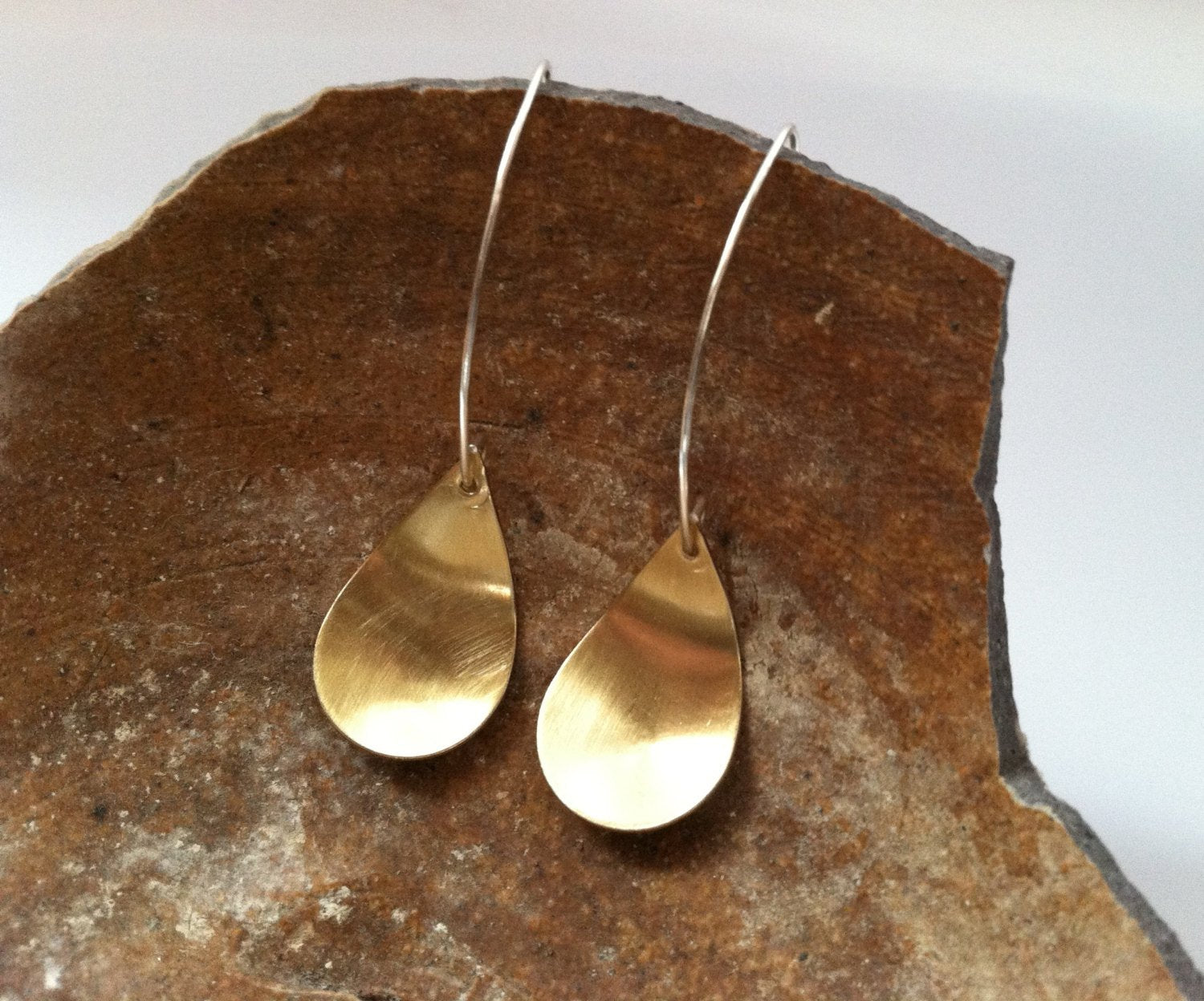 Brass Reverse Domed Dangle Earrings