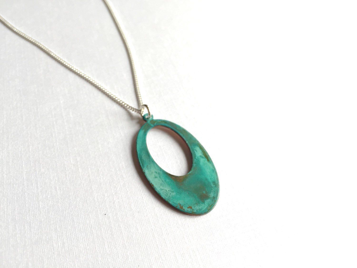 Open Oval Verdigris Necklace