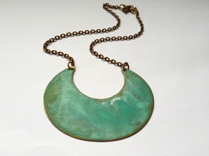 Verdigris 4" Crescent Necklace