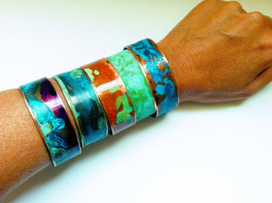 The Original Patina Cuff - Purple & Mixed Verdigris 3/4" Copper Cuff