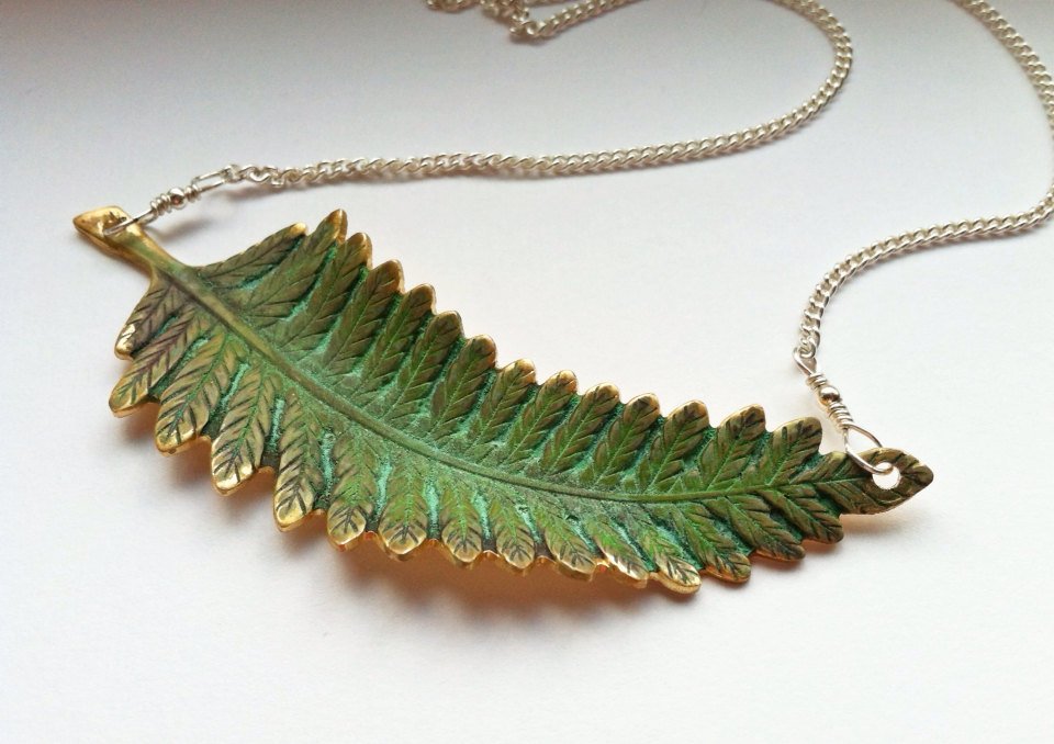 Verdigris & Brass Leaf Necklace
