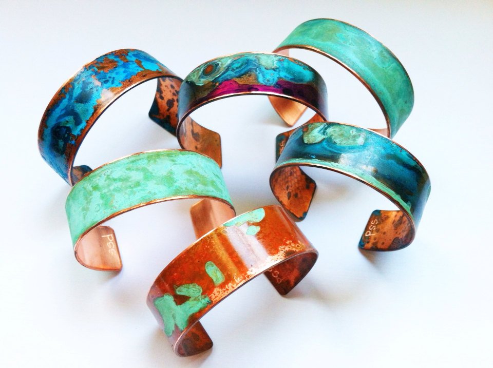 The Original Patina Cuff - Purple & Mixed Verdigris 3/4" Copper Cuff