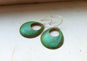 Verdigris Open Circle Earrings