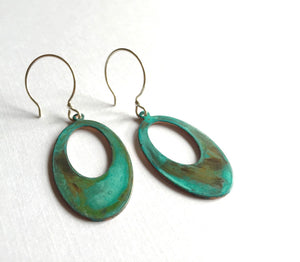 Open Oval Verdigris Earrings