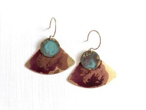 Rosewood & Verdigris Circle Earrings