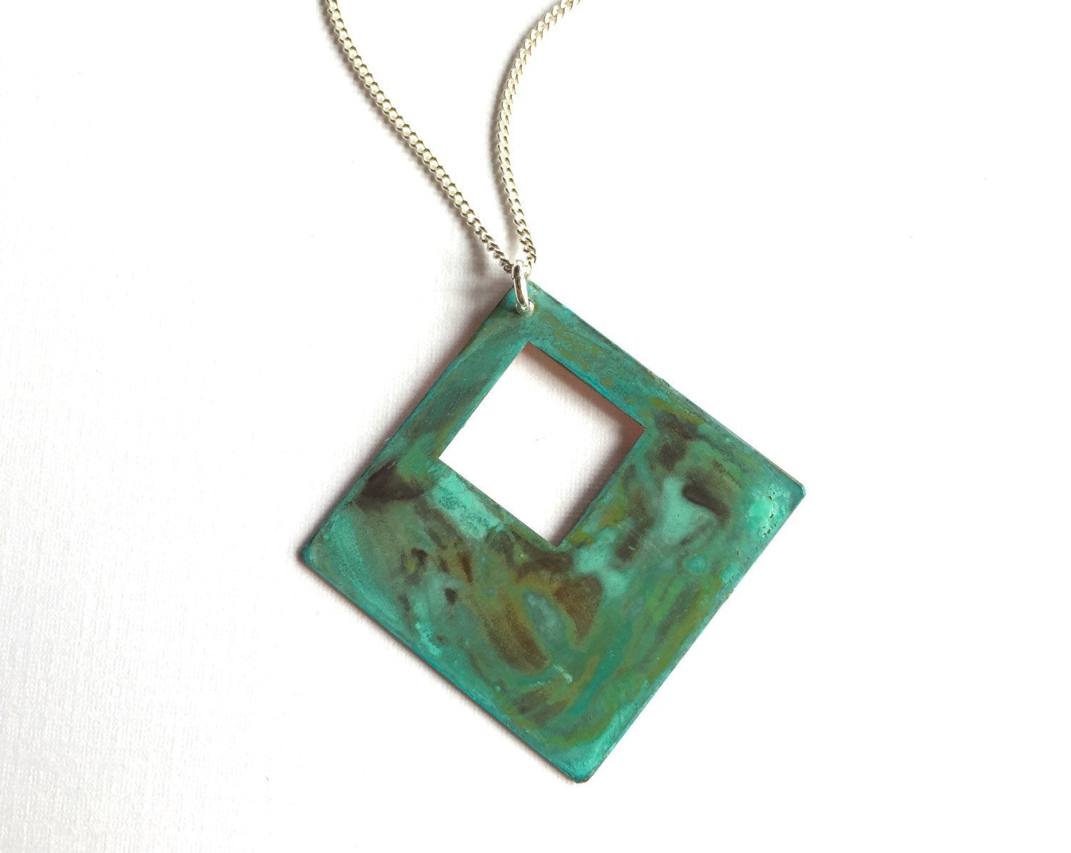 Open Diamond Verdigris Necklace