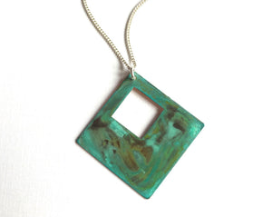 Open Diamond Verdigris Necklace