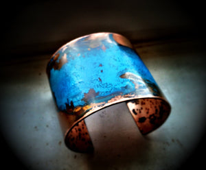 The Original Patina Cuff - Blue Verdigris - 2" Copper Cuff