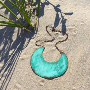Verdigris 4" Crescent Necklace