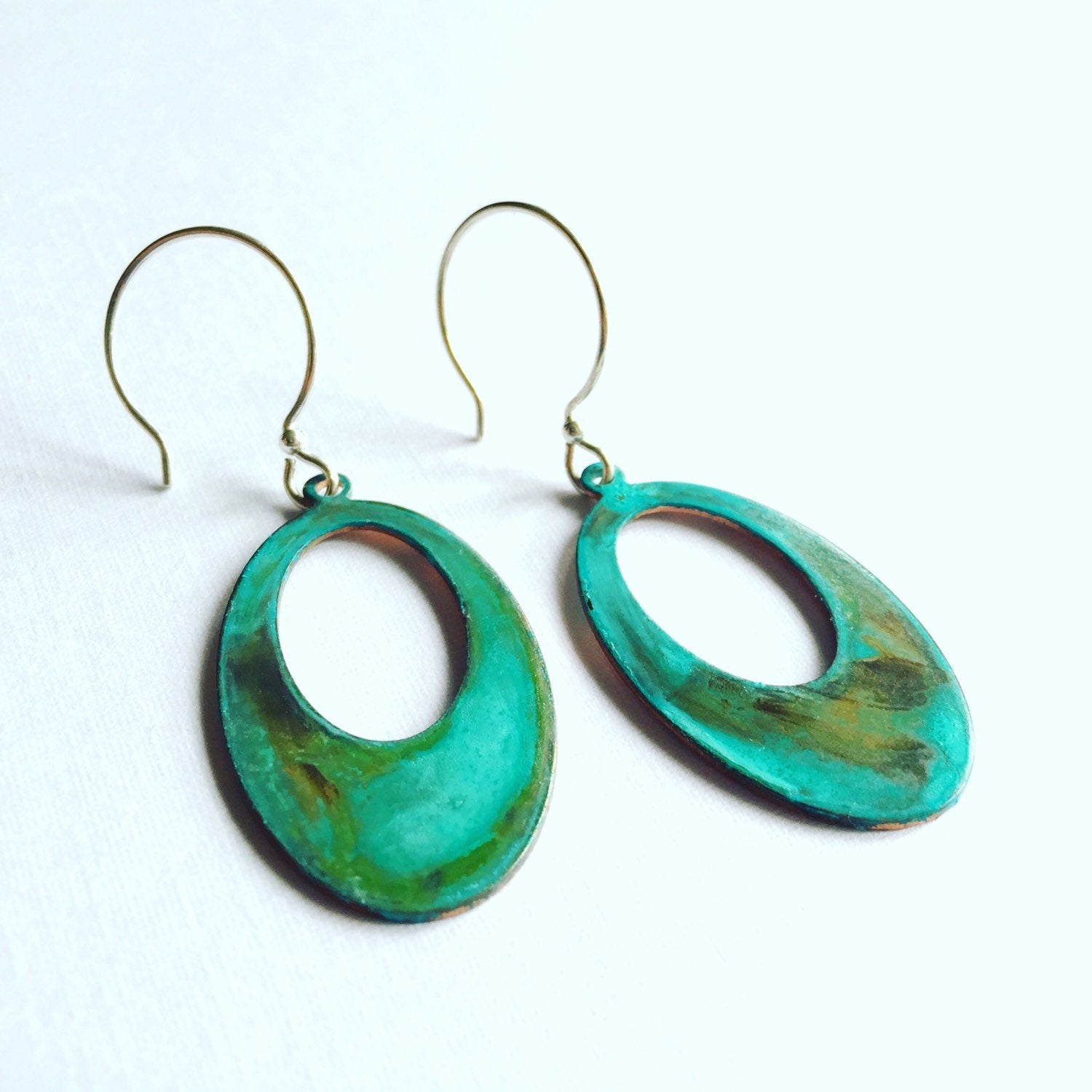 Open Oval Verdigris Earrings