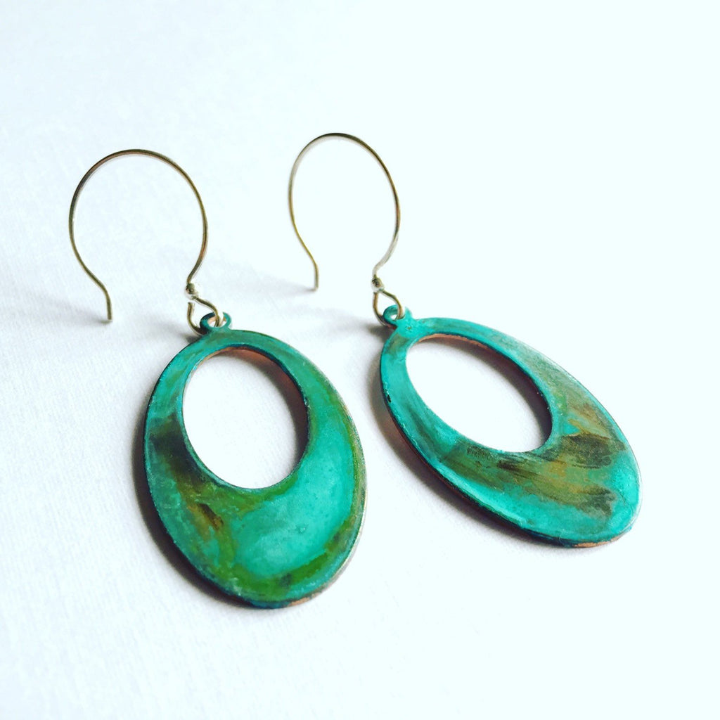 Open Oval Verdigris Earrings