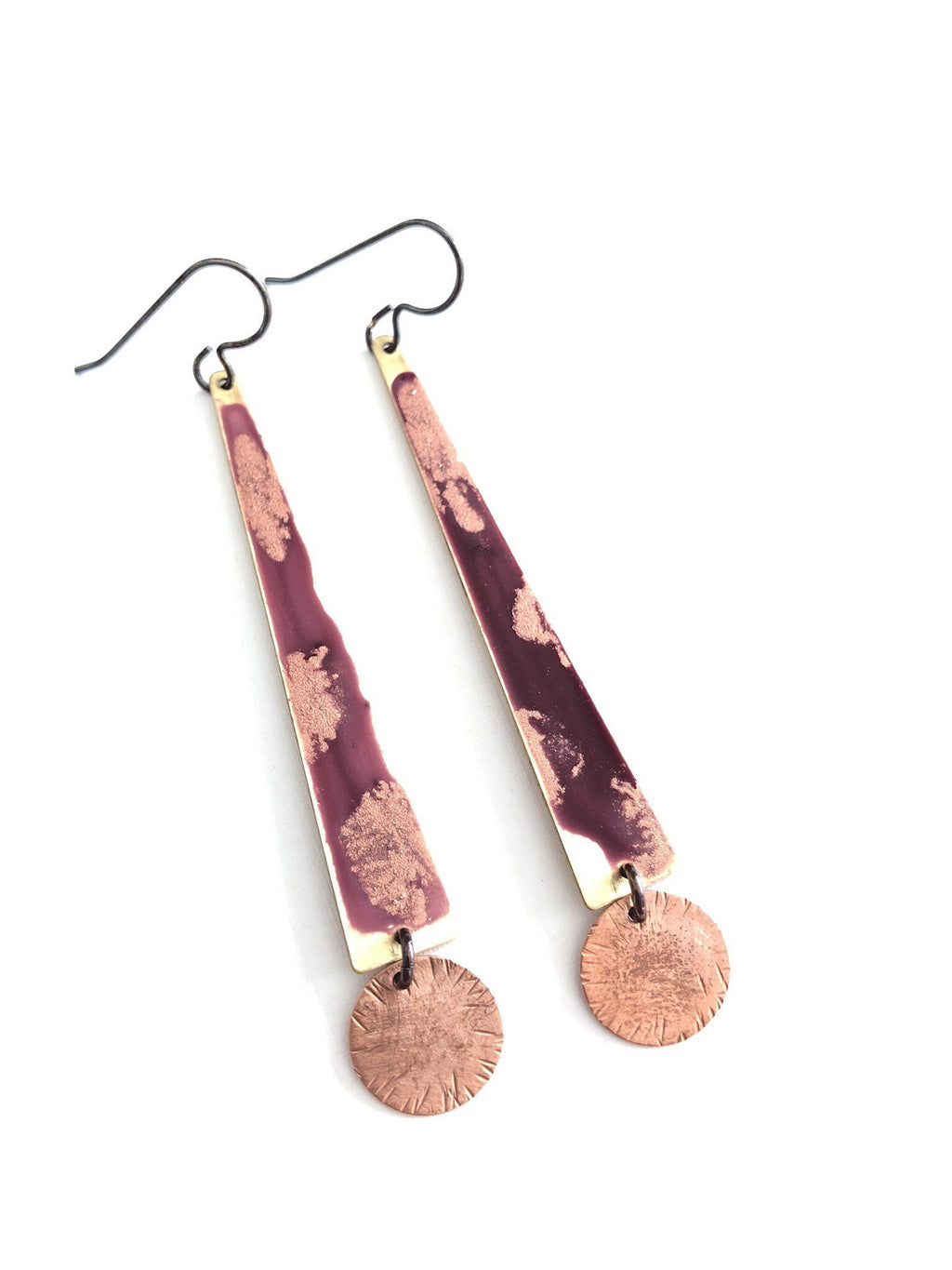 Rosewood & Copper Circle Earrings