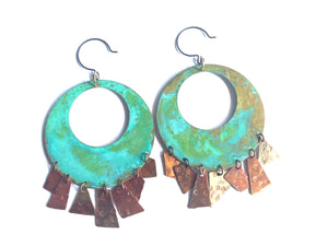 Verdigris Fiesta Hoop Earrings