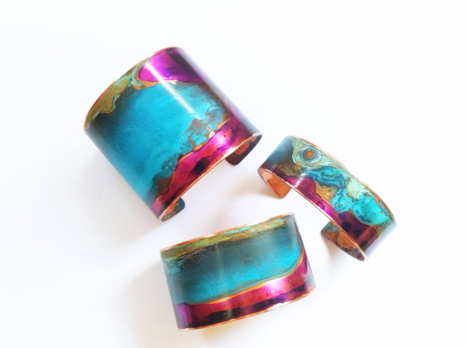 The Original Patina Cuff - Purple & Mixed Verdigris 3/4" Copper Cuff