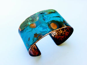 Mixed Verdigris Patina Cuff  - 1.25" Copper Cuff