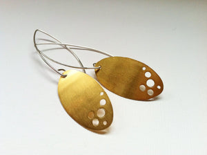 Brass Ovals with Holes Dangle Earrings