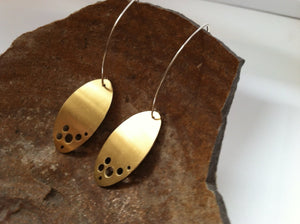 Brass Ovals with Holes Dangle Earrings