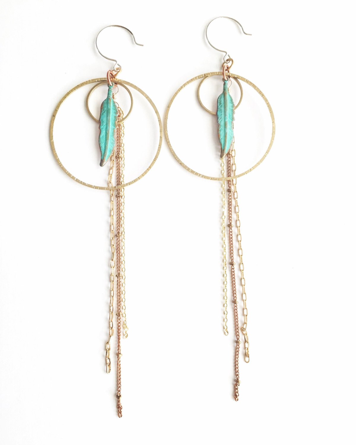 Hope Feather and Hoops Earrings