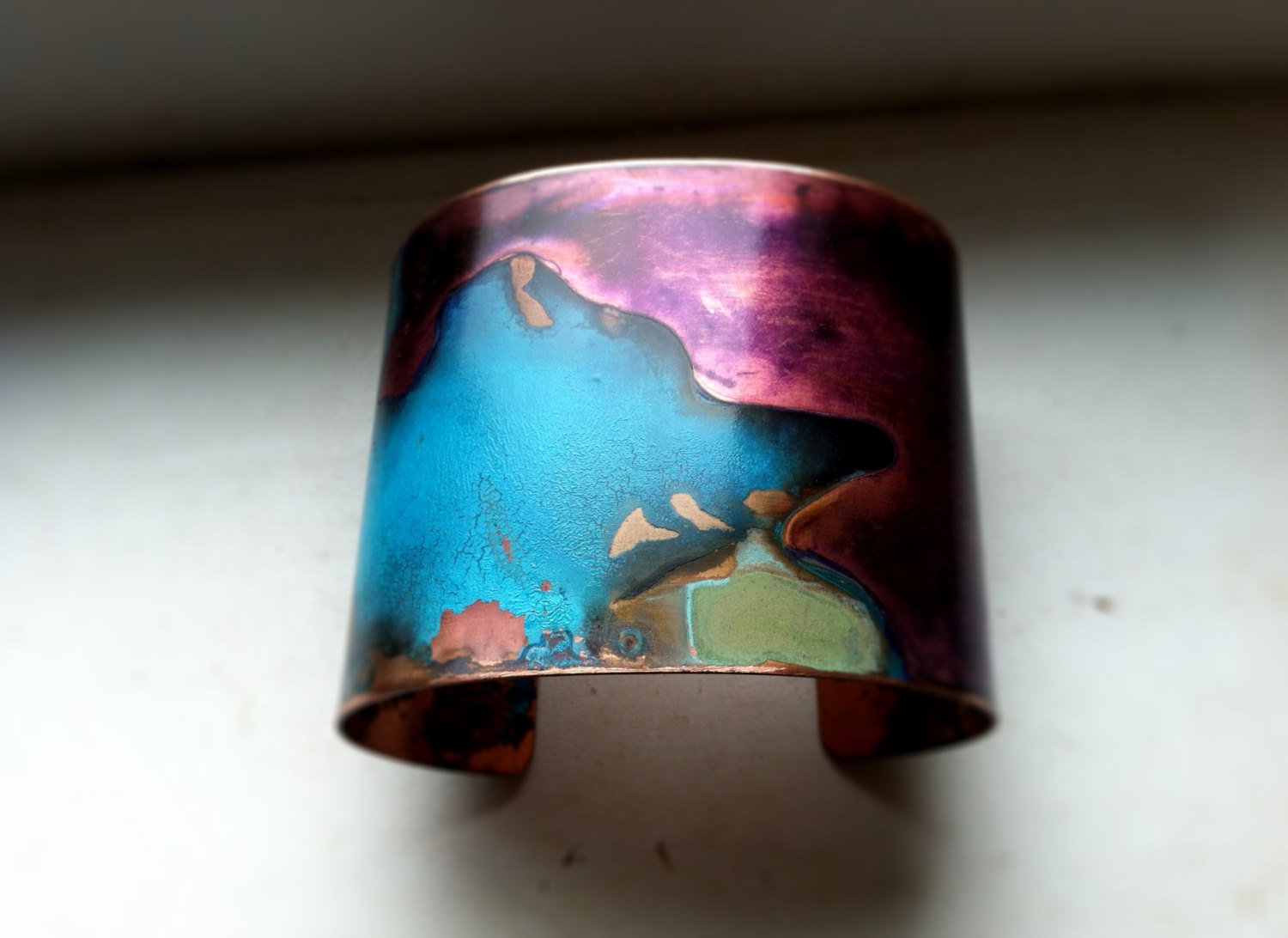 The Original Patina Cuff - Purple & Mixed Verdigris - 2" Copper Cuff