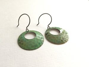 Verdigris Textured Open Circle Earrings