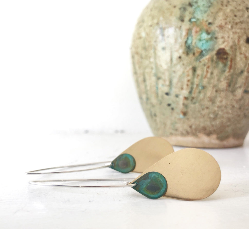 Lido Brass & Verdigris Drop Earrings