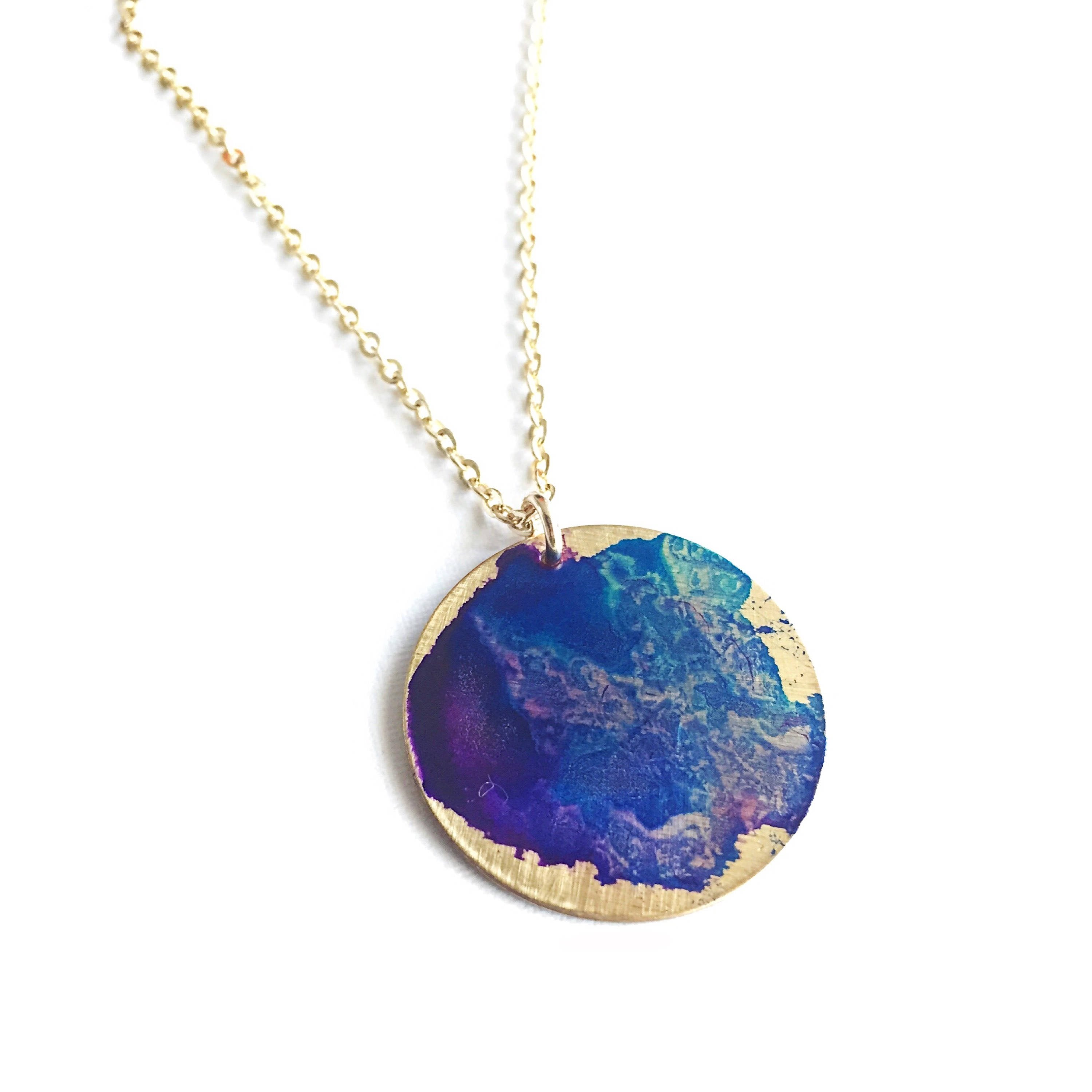 Violet Watercolor Small Circle Necklace