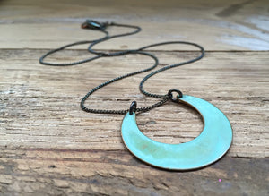 Green Verdigirs Mini Crescent Necklace
