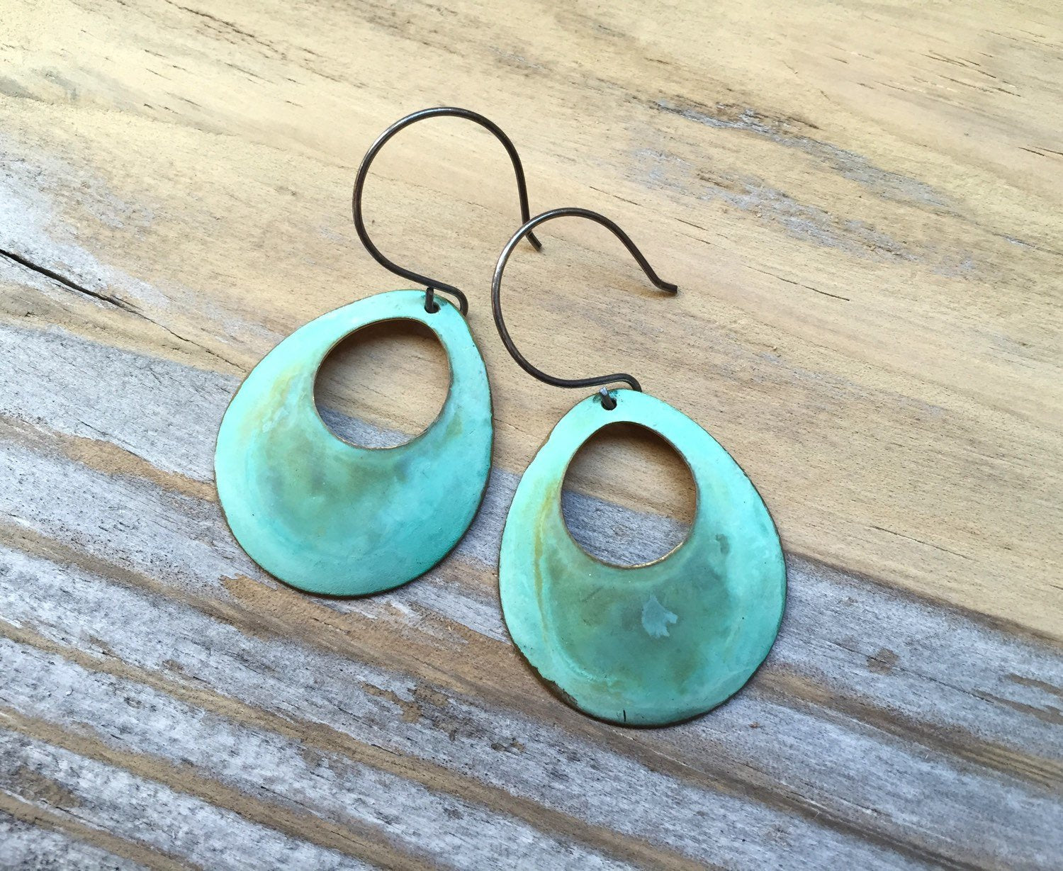 Verdigris Open Circle Earrings