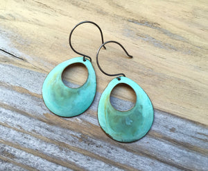 Verdigris Open Circle Earrings