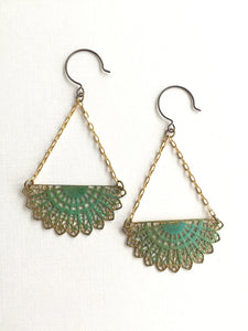Verdigris Fan Earrings