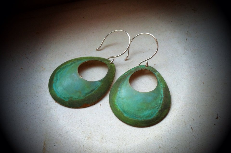 Verdigris Open Circle Earrings