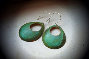 Verdigris Open Circle Earrings