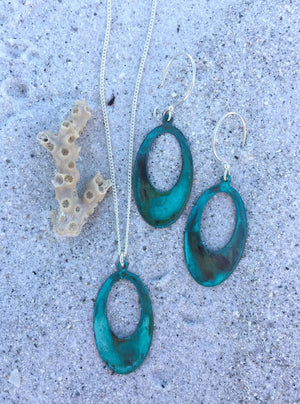 Open Oval Verdigris Earrings