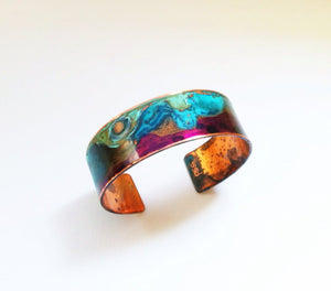 The Original Patina Cuff - Purple & Mixed Verdigris 3/4" Copper Cuff