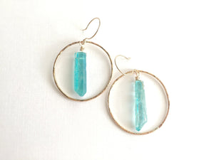Turguoise Crystal Hoop Earrings