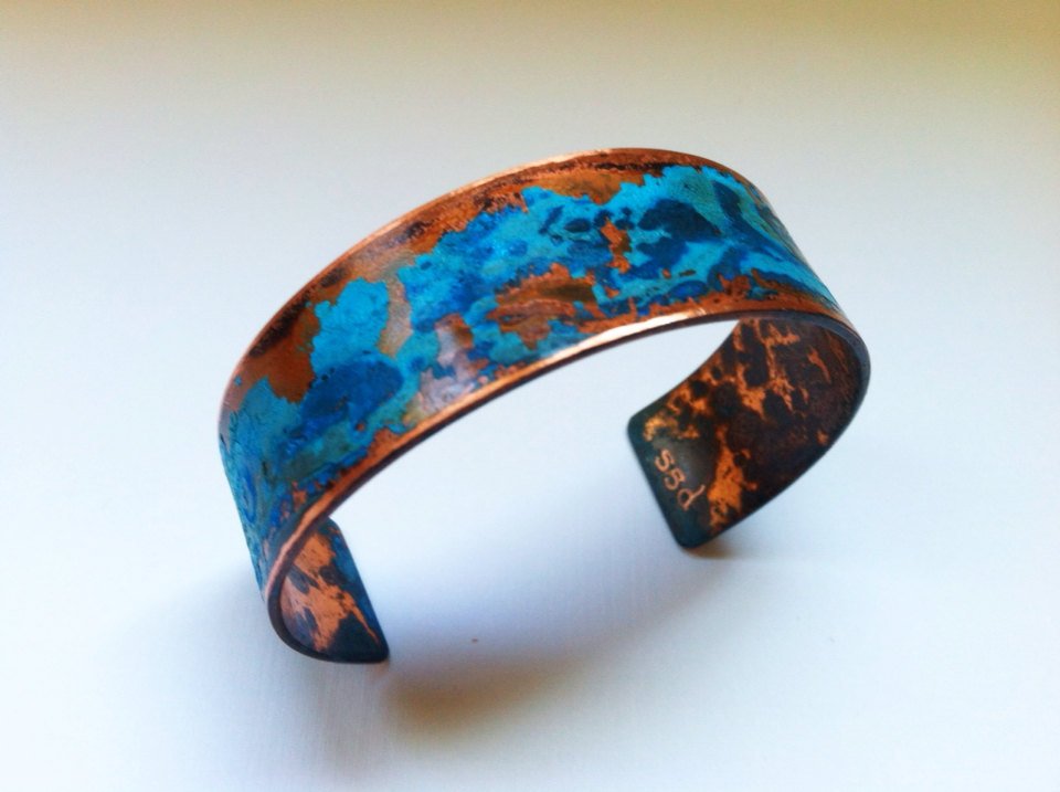 The Original Patina Cuff - Blue Verdigris 3/4" Copper Cuff