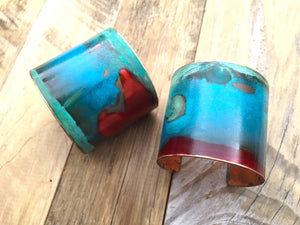 The Original Patina Cuff - Red & Mixed Verdigris Patina Cuff 2" Wide