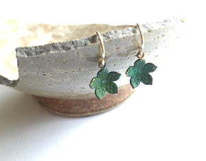 Green Verdigris Flower Earrings