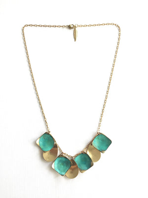 Verdigris and Brass Drops Necklace