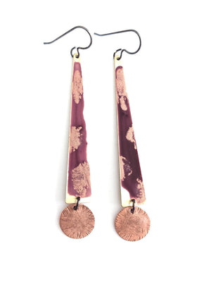 Rosewood & Copper Circle Earrings