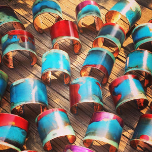 The Original Patina Cuff - Red & Mixed Verdigris Patina Cuff - 1.25" Width