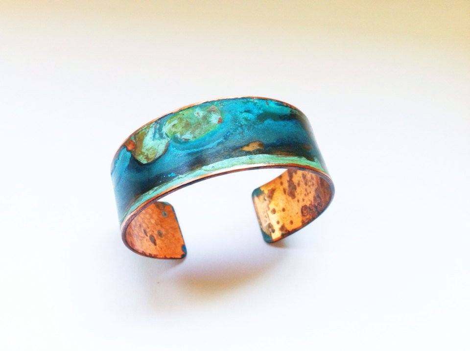 The Original Patina Cuff - Mixed Verdigris 3/4" Copper Cuff