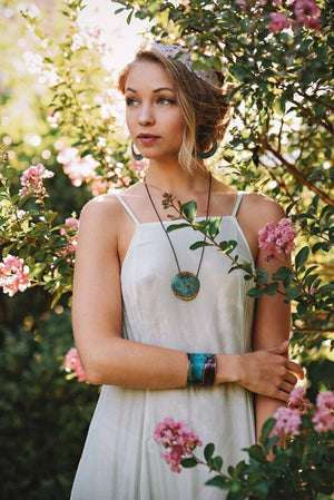 Verdigris & Red Patina Medallion Necklace