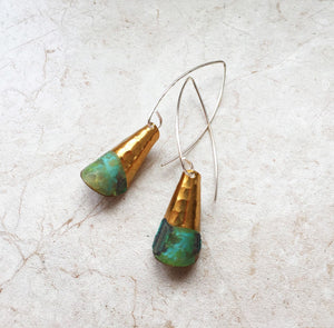 Rolled Verdigris Brass Earrings