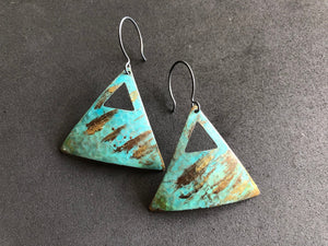 Lido Patina Domed Open Triangle Earrings