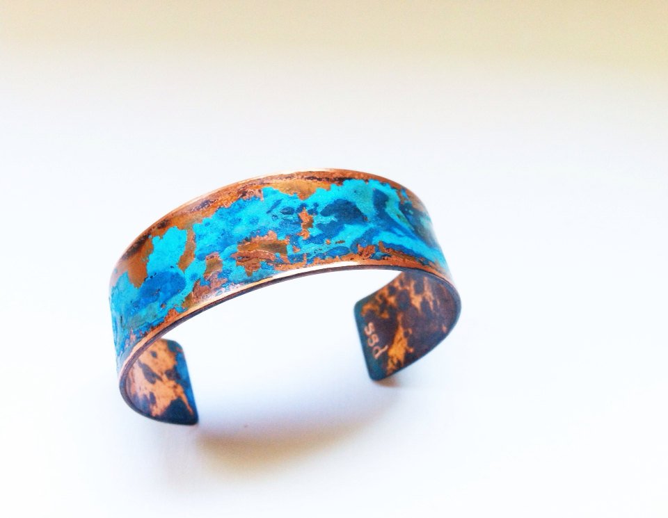 The Original Patina Cuff - Blue Verdigris 3/4" Copper Cuff