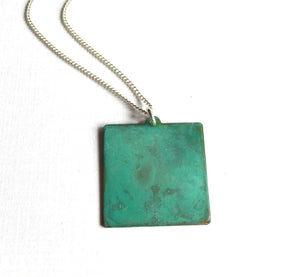 Simple Verdigris Square Necklace