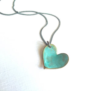 Small Verdigris Heart Necklace