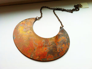 4 Inch Patina Brass Crescent Necklace